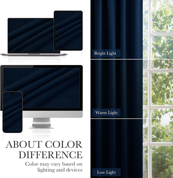 PONY DANCE 100% Blackout Cutains 108 inch Length 2 Panels Set, W52 x L108