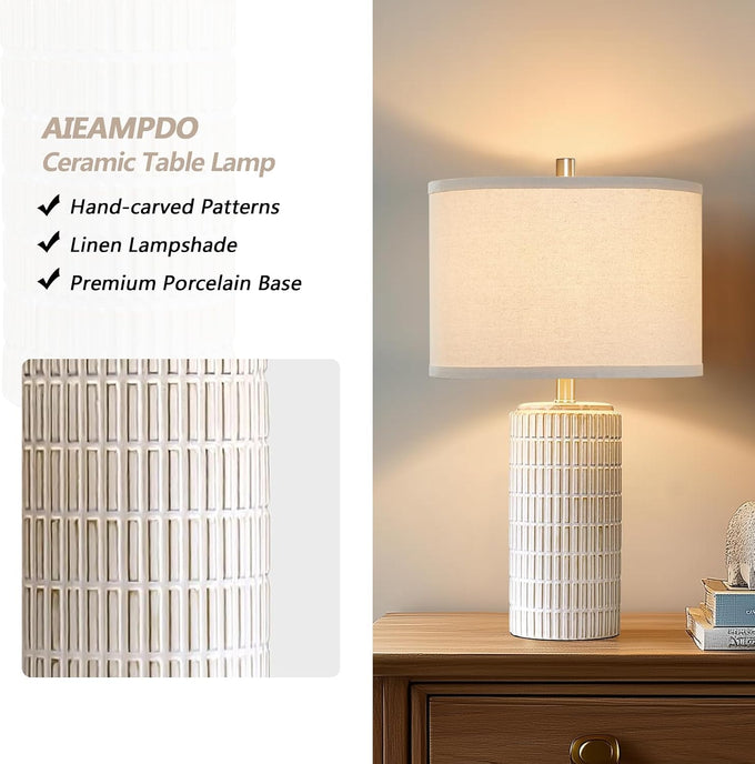 AIEAMPDO 23'' Set of 2 Modern Ceramic Table Lamps for Living Room Bedroom