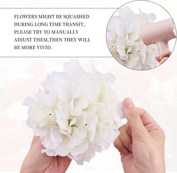 80 PCS White Hydrangea Artificial Flowers, Ivory Silk Full Flowers Heads with Stems for Wedding Centerpieces, Home, Garden, Baby Shower, Party Decoration