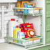 Kitstorack Under Sink Organizer, 2 Tier Under the Sink Storage, Slide out Pull out Cabinet Organizer Shelf, Metal Sliding Drawer for Kitchen Bathroom Pantry Closet Organization Rack, Black, 2 Pack