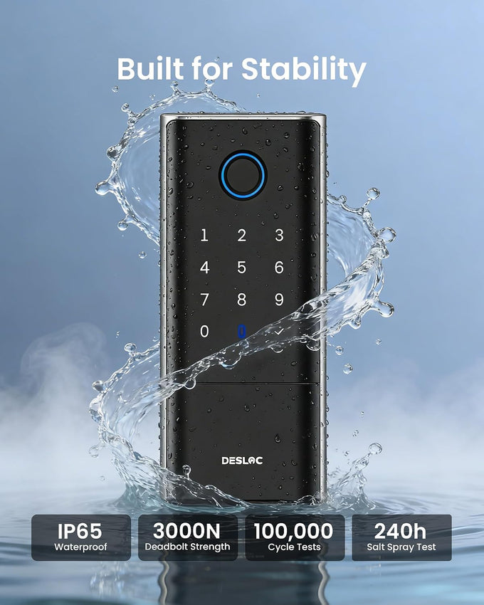 DESLOC Fingerprint WiFi Smart Lock, K120 Keypad Deadbolt Up to 16 Months