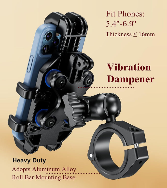BRCOVAN Heavy Duty UTV Phone Mount Holder with Vibration Dampener