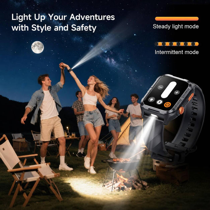 IOWODO GPS Smart Watch for Men with ChatGPT, Compass & Flashlight/2 Straps