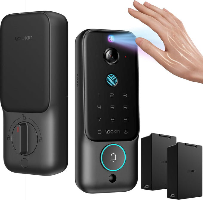 Lockin Veno Plus Smart Lock with Camera, Palm Vein Entry, 2K 180° Video