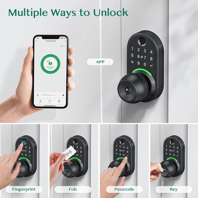 Keypad Smart Door Knob Lock, Yamiry Fingerprint Keyless Entry Handle Lock