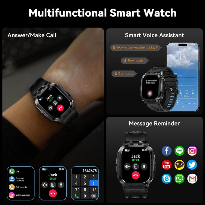 AMAZTIM Smart Watch, Rugged Fitness Watch, 40 Days Battery, Flashlight