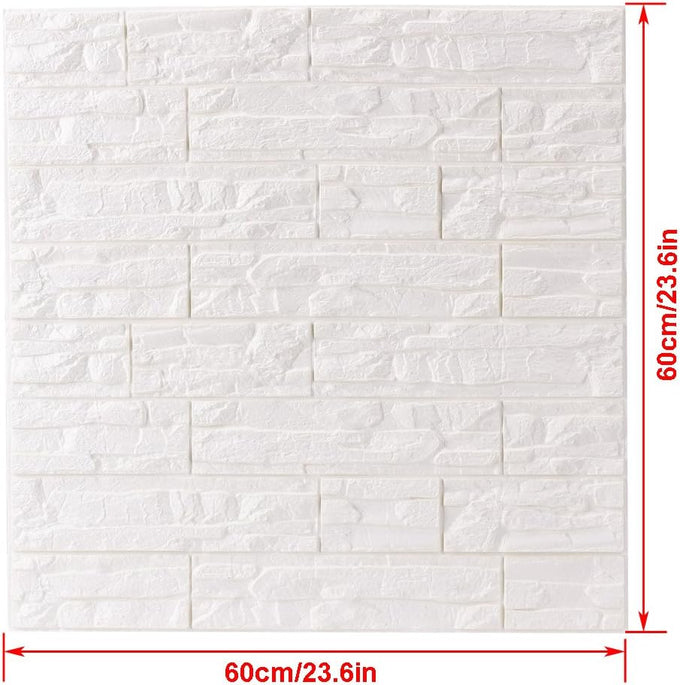 3D Wall Panels Peel and Stick Foam Brick Wallpaper, White, 12Pcs