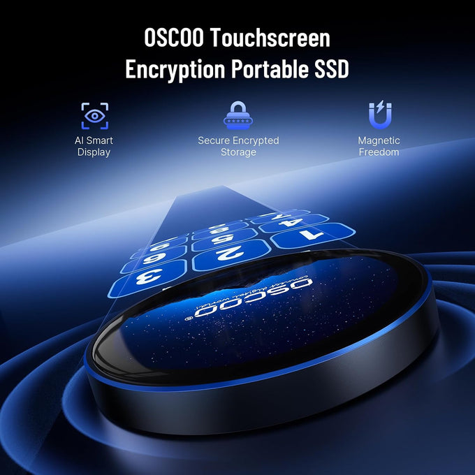 512GB Touchscreen Encrypted External SSD Hard Drive, Up to 2000MB/s