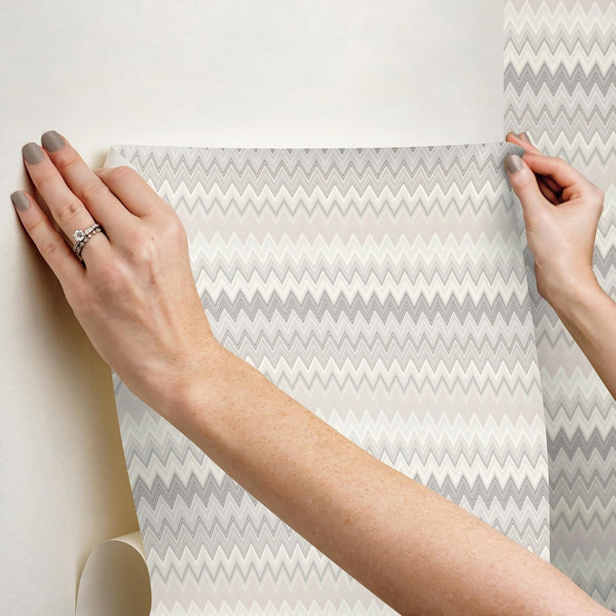 York Wallcoverings Missoni Zig Zag Peel and Stick Wallpaper, Non Woven, 27-in x 20-ft
