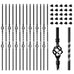 16 Pack Wrought Iron Balusters for Staircase Interior, 1/2" x 44" Hollow Deck Spindles Stair Railing Indoor with 32 Fixed Swivel Shoes, Metal Double Basket Decorative Stair - Matte Black