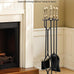 VEVOR Fireplace Tool Set, 5 PCS Fire Tool Set and Holder with Five-Prong Stand, Tongs, Ash Shovel, Brush, Fire Place Poker, Wrought Iron Fireplace Accessories for Indoor/Outdoor, Black & Brass
