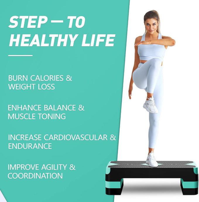 GYMMAGE Aerobic Exercise Step, Adjustable Height,