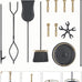 Lichamp Fireplace Tools Set, Retro Gold Handle