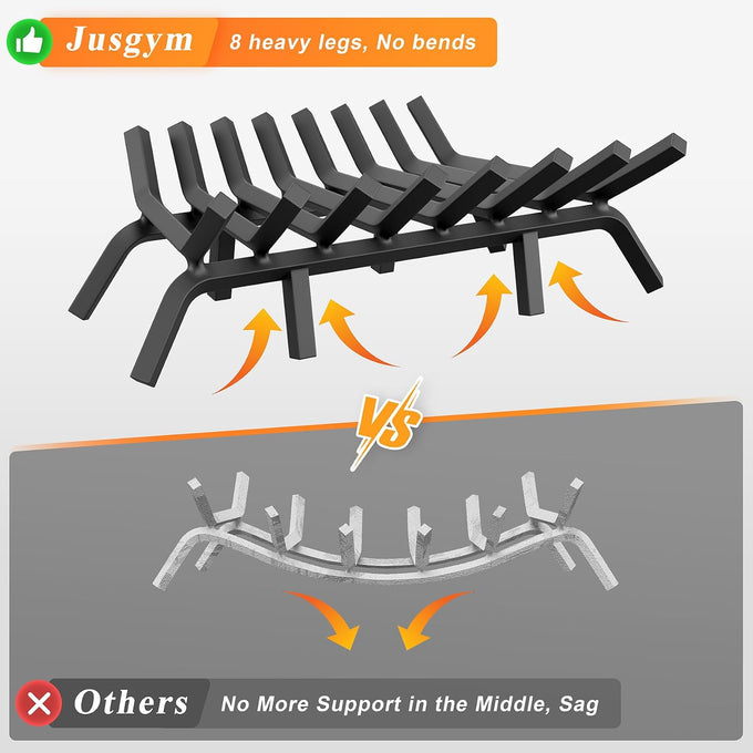 Jusgym Fireplace Grate 30 Inch with Fire Tongs & Poker