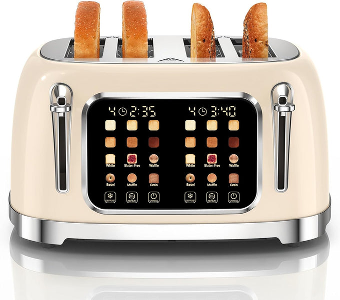Retro 4 Slice Toaster with Touch Screen & Wide Slots, Mint Green