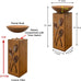 Westcharm Rustic LED Pillar with Planter Dish Bowl and Timer - Decorative Column with Leaves Motif for Home Yard Patio Outdoors