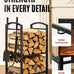 Breeze Touch 29" Heavy Duty Firewood Rack Indoor with 4 Fireplace Tools Set