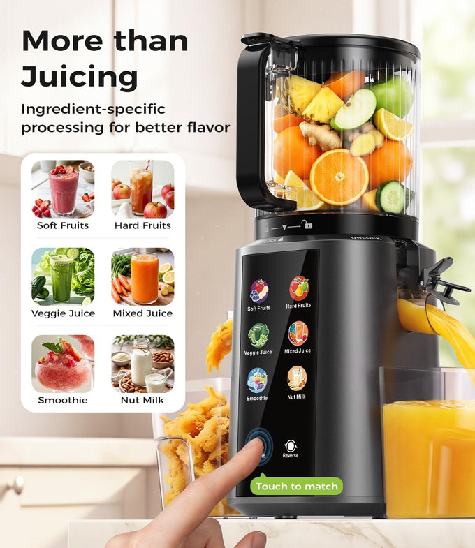 Onelive 6-in-1 Cold Press Juicer Machine for Fruits Veggies Sorbet Nut Milk