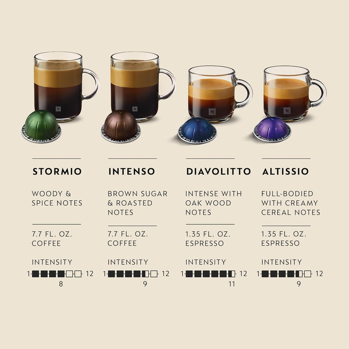 Nespresso Vertuo, Dark Variety Pack, Dark Roast, 40-Count Coffee Pods