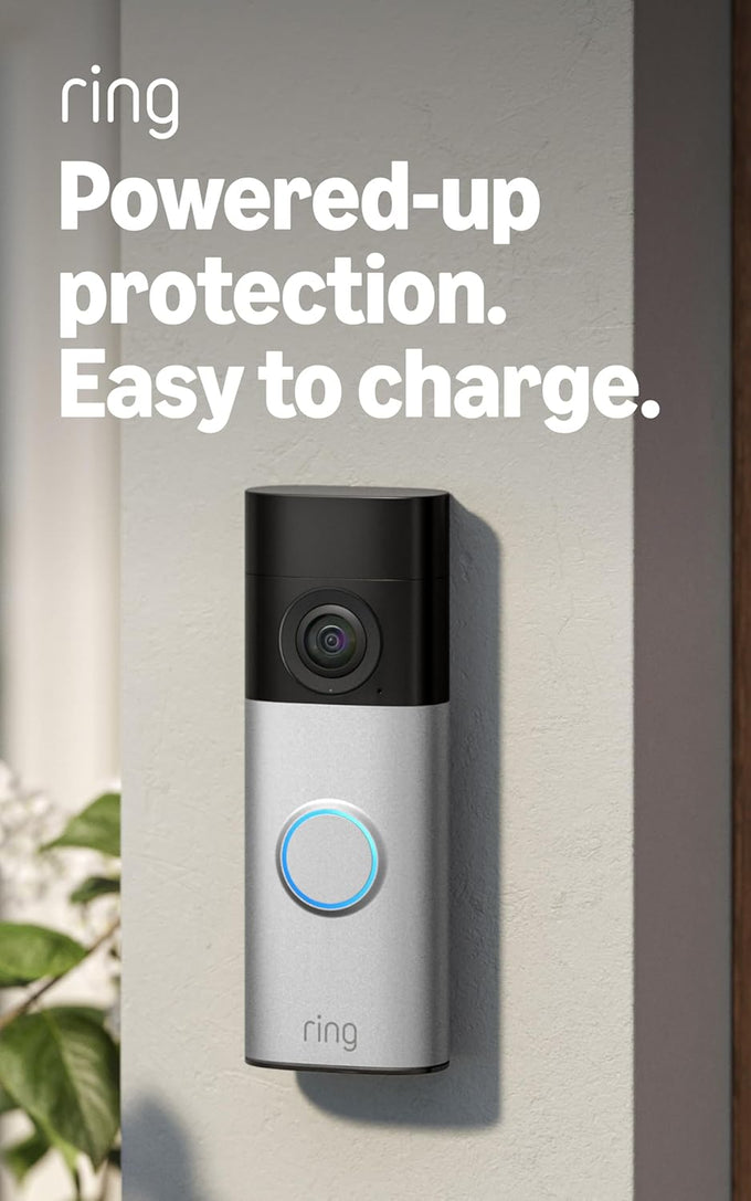 Ring Battery Doorbell 2K Plus (newest model), Retinal 2K with wide-angle video, up to 6x Enhanced Zoom, Night Vision, and Quick Release Battery Pack, Nickel Silver