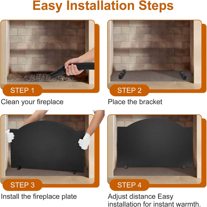 26" Fireplace Back Plates with Feet, Lightweight Firebacks for Fireplace, Iron Fireplace Reflector Plate, Fireplace Heat Reflector, Fireplace Wall Protection, Heat Resistance up to 1400°F