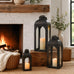 NEEDOMO Lanterns Decorative Indoor&Outdoor,Set of 3 Outdoor Lanterns for Porch, 26" Metal Frame Candle Holders with Glass, Fall, Christmas