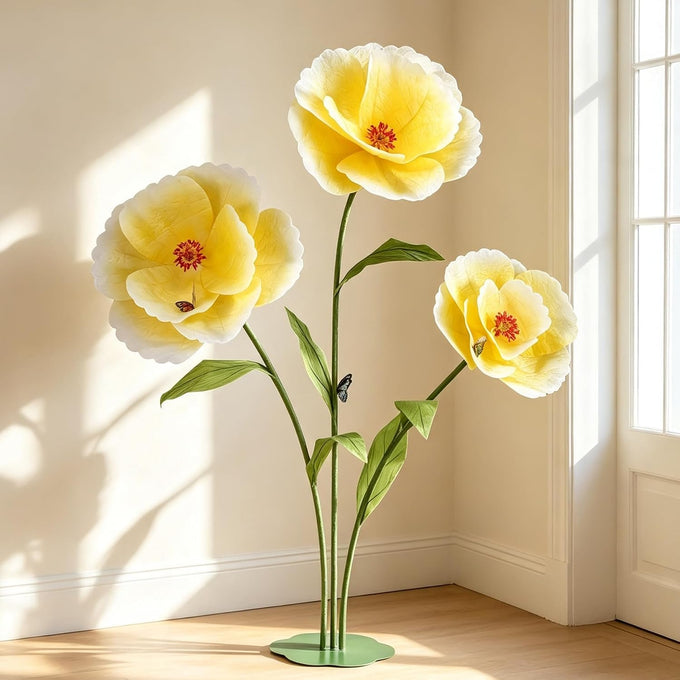 Giant Flowers for Decoration with Stand 5.9Ft Large Paper Artificial Flower