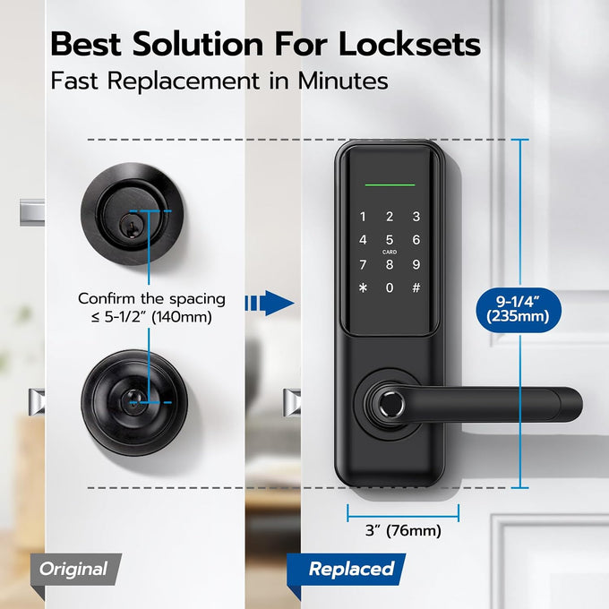 Nyboer Smart Keypad Door Lock with Handle for Front Door