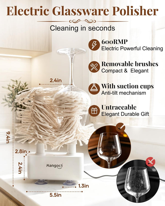 Wine Glass Polisher Machine for Home,600 RPM Dries Quick Clean