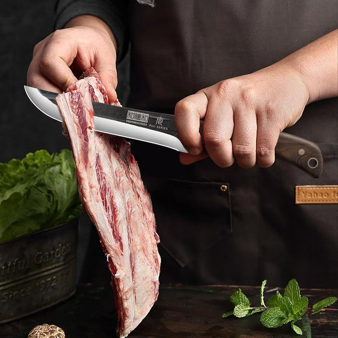 HOSHANHO Butcher Knife Set, Sharp Kitchen Knife Set & Roll Bag Gift for Men