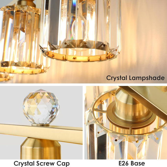 3-Light Gold Bathroom Light Fixtures,Modern Bathroom Vanity Lights Fixture with Clear Crystal Glass Shade, Modern Crystal 3 Lights Wall Sconce for Mirror Bedroom Living Room