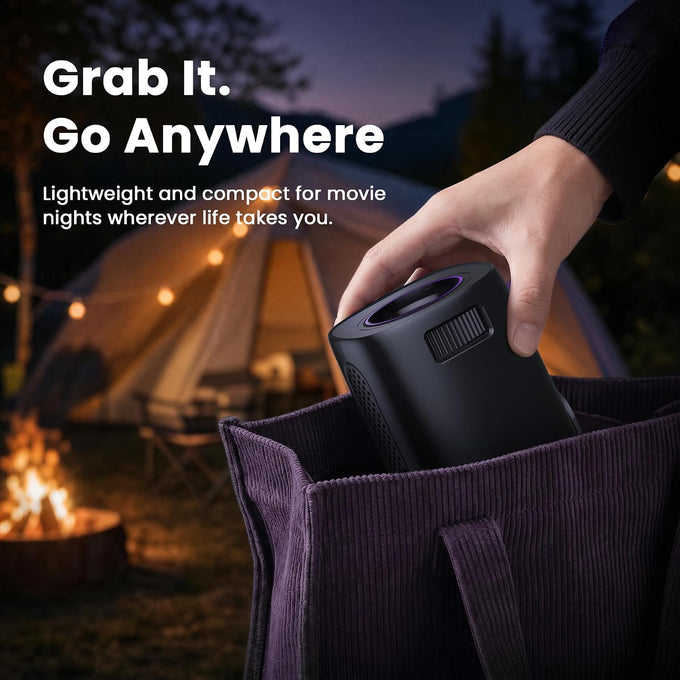 HAPPRUN Roku TV Smart Mini Projector with WiFi and Bluetooth for Portable