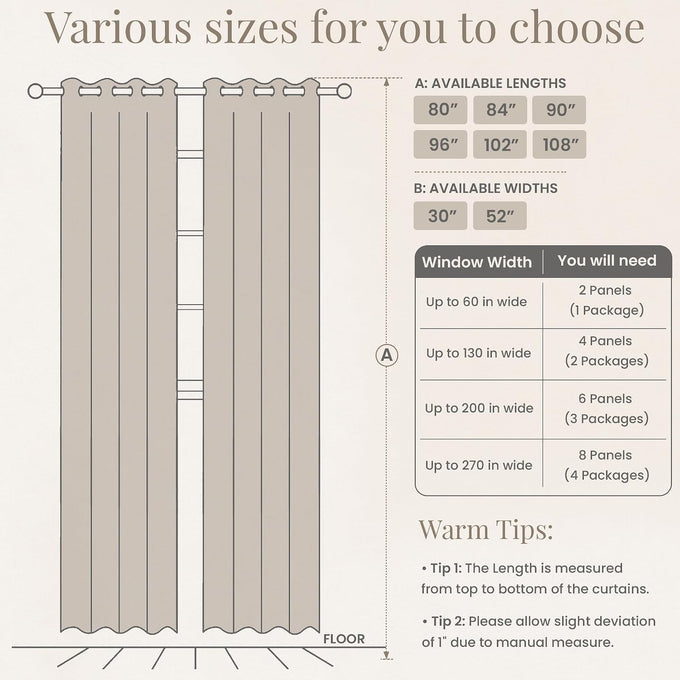DrapePalette - Linen Blend Pinch Pleated Curtains 96 Inches Long for Living Room, Bedroom, Dining Room, Light Filtering Curtains 2 Panels Set, Modern Floral Printed Design, Beige White, 30" W x 96" L