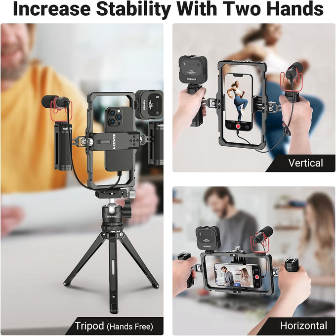 NEEWER Upgraded Phone Rig Vlogging Kit, Video Stabilizer, PA009