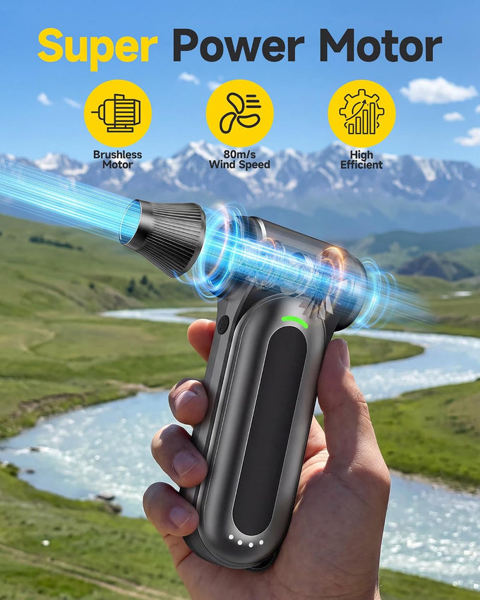 Compressed Air Duster, 170,000 RPM Handheld Electric Air Duster with Brushless Motor, 4-Speed Cordless Rechargeable Air Blower for Keyboard, PC, Car, Electronics, Canned Air Alternative