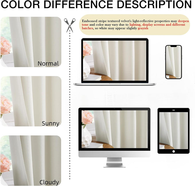 Kayne Studio Grayish White Velvet Pinch Pleated Back Tab Curtains 112 Inch