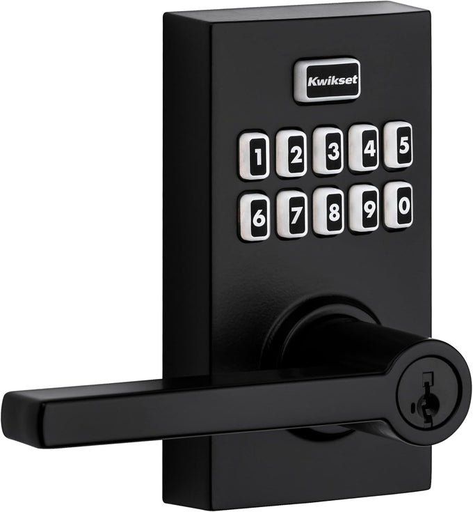 Kwikset 917HFL-514S Smartcode Keypad Electronic with Halifax Lever SmartKey with 6AL Latch and RCS Strike Matte Black Finish
