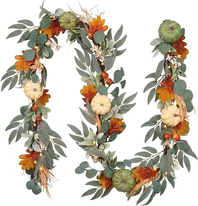 Valery Madelyn 6ft Fall Garland for Mantle with Pumpkins