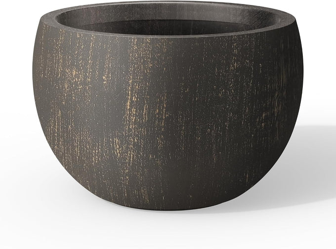 Kante Set of 3 Black Concrete Bowl Planters 20" 15.7" 11.8" Dia
