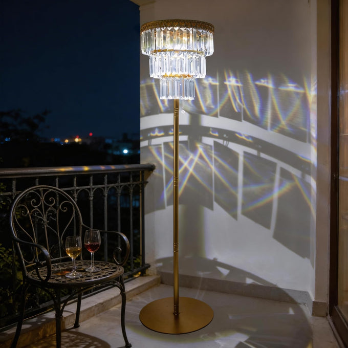 HUYIENO Solar Crystal Floor Lamp Outdoor 4FT Metal Garden Decor