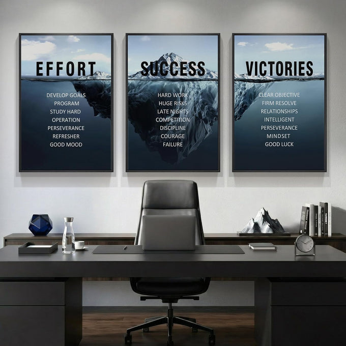 Framed Inspirational Positive Neutral Wall Art for Office, 6 Piece 11x14 In