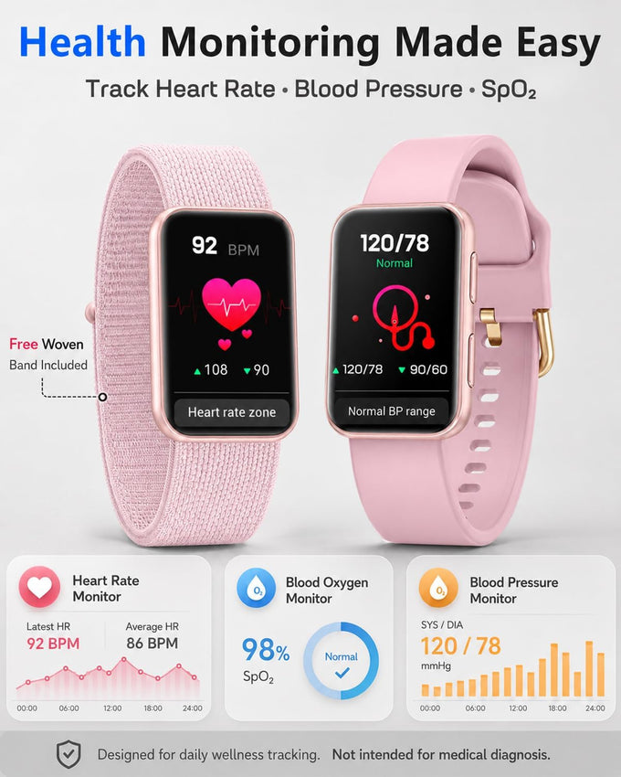 MorePro Fitness Tracker Watch with 24/7 Heart Rate/Blood Pressure Monitor
