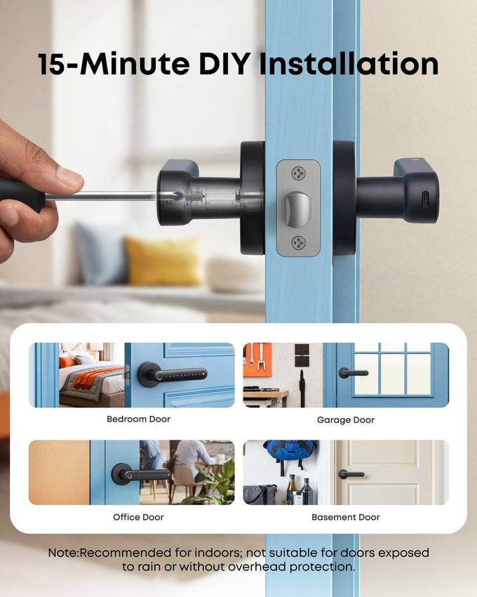 eufy Security Smart Lock FamiLock C32, Fingerprint Keyless Lock with Handle