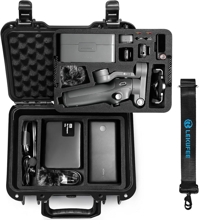 Lekufee Portable Waterproof Hard Case for DJI Osmo Mobile 8, Osmo Mobile 7P / 7, Gimbal Stabilizer, DJI Mic 3/2 / Mic Mini & More Accessories(Case Only)