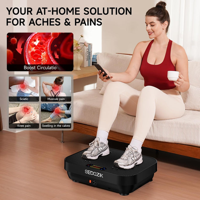 SEDOZIK Vibration Plate for Lymphatic Drainage with Bands Bluetooth, Black