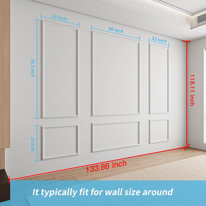 Art3d Pre-Cut Wall Molding Set, Ready-to-Assemble Panels, 3 Top 3 Bottom