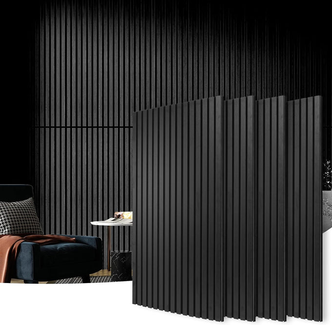 Art3d 2-Pack Fluted Acoustic Wood Slat Wall Panel, 47.2 x 23.6 Inch, Walnut