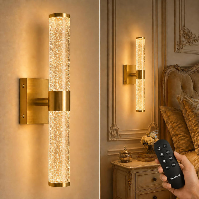 Battery Operated Wall Sconces Set of Two, Dimmable Wall Lights