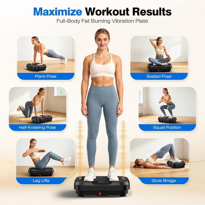 Vibration Plate Exercise Machine 199 Speeds Lymphatic Drainage Black