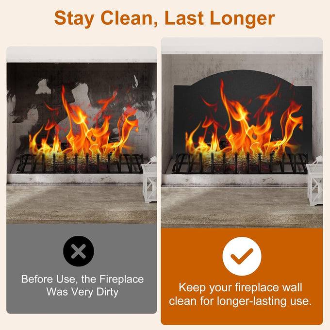 26" Fireplace Back Plates with Feet, Lightweight Firebacks for Fireplace, Iron Fireplace Reflector Plate, Fireplace Heat Reflector, Fireplace Wall Protection, Heat Resistance up to 1400°F